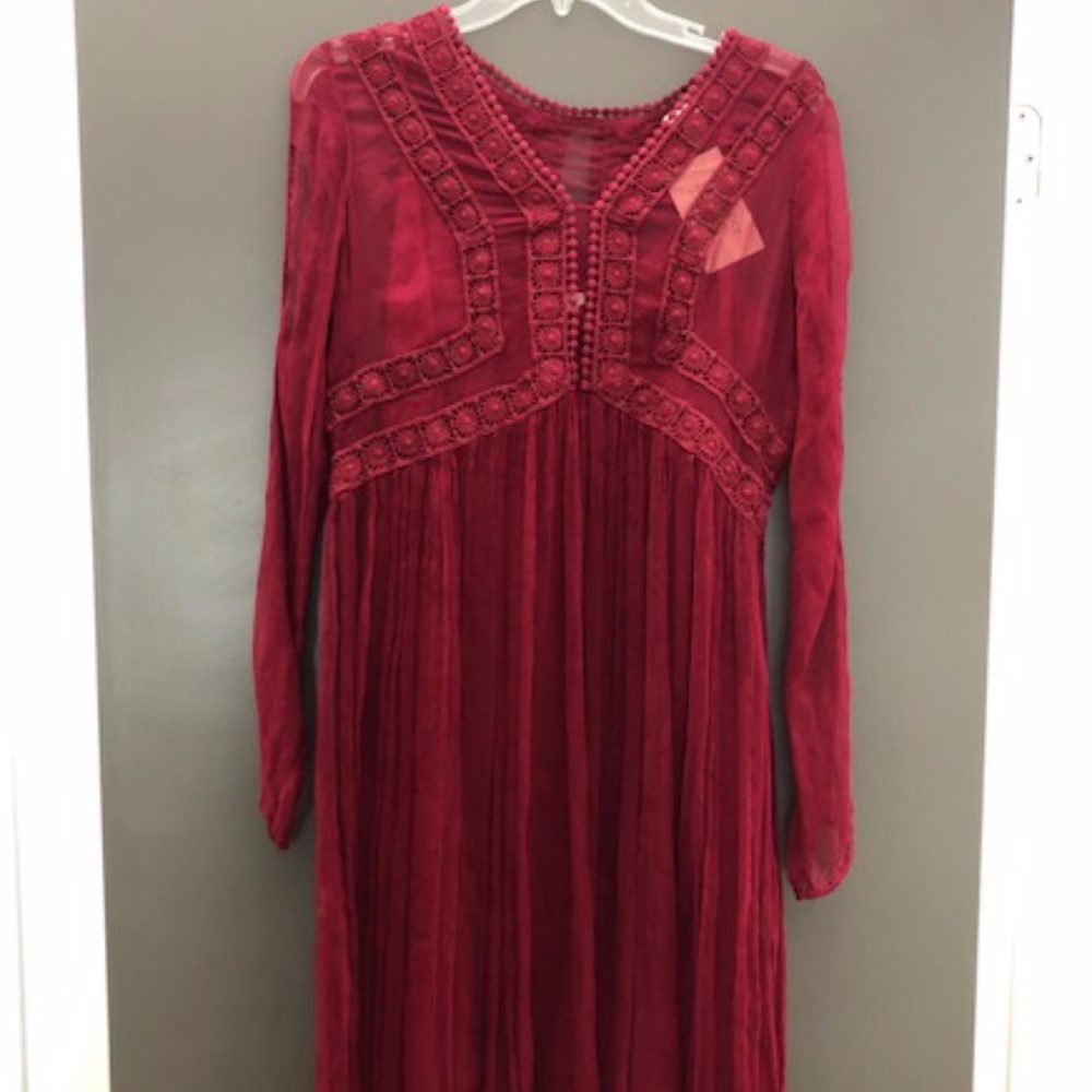 Wine red lace dress. New with tags from SUNDANCE!